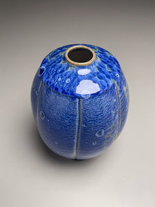 Square Shouldered Melon Egg Vase in Cobalt Crystalline, 7.75"h (Ben Owen III)