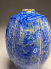 Load image into Gallery viewer, Square Shouldered Melon Egg Vase in Cobalt Crystalline, 7.75&quot;h (Ben Owen III)
