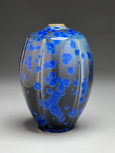Load image into Gallery viewer, Melon Egg Vase in Cobalt Crystalline, 8.5"h (Ben Owen III)
