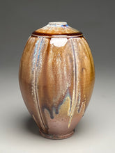 Load image into Gallery viewer, Square Shouldered Melon Egg Vase in Cobalt and Ash Glazes, 8.75"h (Ben Owen III)
