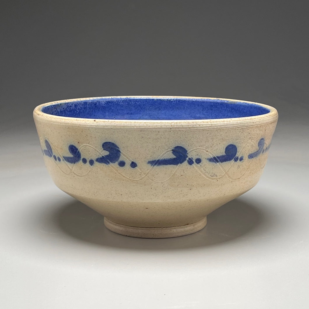 Serving Bowl in Cobalt and Salt Glazes, 10.25