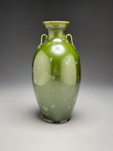 Load image into Gallery viewer, Two-Handled Vase in Lily Pad Green Crystalline, 12.75"h (Ben Owen III)
