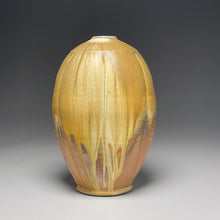 Load image into Gallery viewer, Melon Egg Vase in Cobalt, Yellow Matte, and Ash Glazes, 14.5"h (Ben Owen III)
