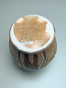 Carved Vase #2 in Salt, Ash & Cobalt Glazes, 6.5"h. (Bryan Pulliam)