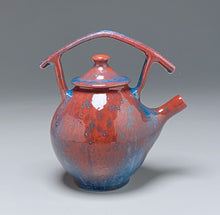 Load image into Gallery viewer, Post-and-Lintel Teapot #2 in Chinese Blue/Red, 9"h (Ben Owen III)
