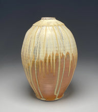 Load image into Gallery viewer, Square-Shouldered Melon Egg Vase in Ash and Yellow Matte Glazes, 14.5"h (Ben Owen III)
