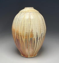 Load image into Gallery viewer, Square-Shouldered Melon Egg Vase in Ash and Yellow Matte Glazes, 14.5"h (Ben Owen III)
