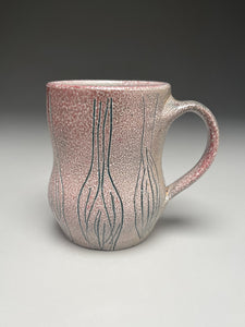 Mug with Blue Green Carved Designs 4.5"h (Elizabeth McAdams)