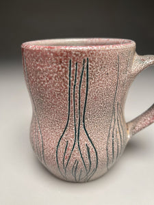 Mug with Blue Green Carved Designs 4.5"h (Elizabeth McAdams)