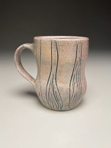 Mug with Blue Green Carved Designs 4.5"h (Elizabeth McAdams)