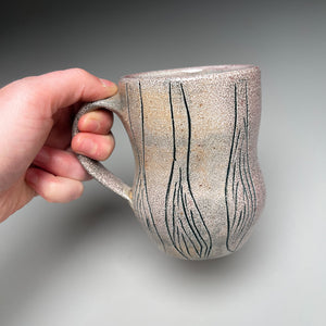 Mug with Blue Green Carved Designs 4.5"h (Elizabeth McAdams)