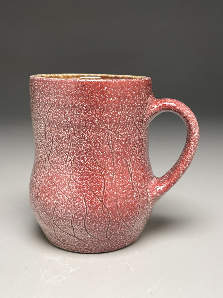 Blush Mug with Carved line designs 4.5