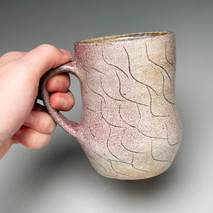 Blush Mug with Carved line designs 4.5"h (Elizabeth McAdams)