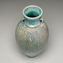 Load image into Gallery viewer, Two-Handled Vase with Combed Lines in Patina Green, 13.25"h (Ben Owen III)

