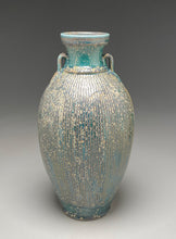 Load image into Gallery viewer, Two-Handled Vase with Combed Lines in Patina Green, 13.25"h (Ben Owen III)
