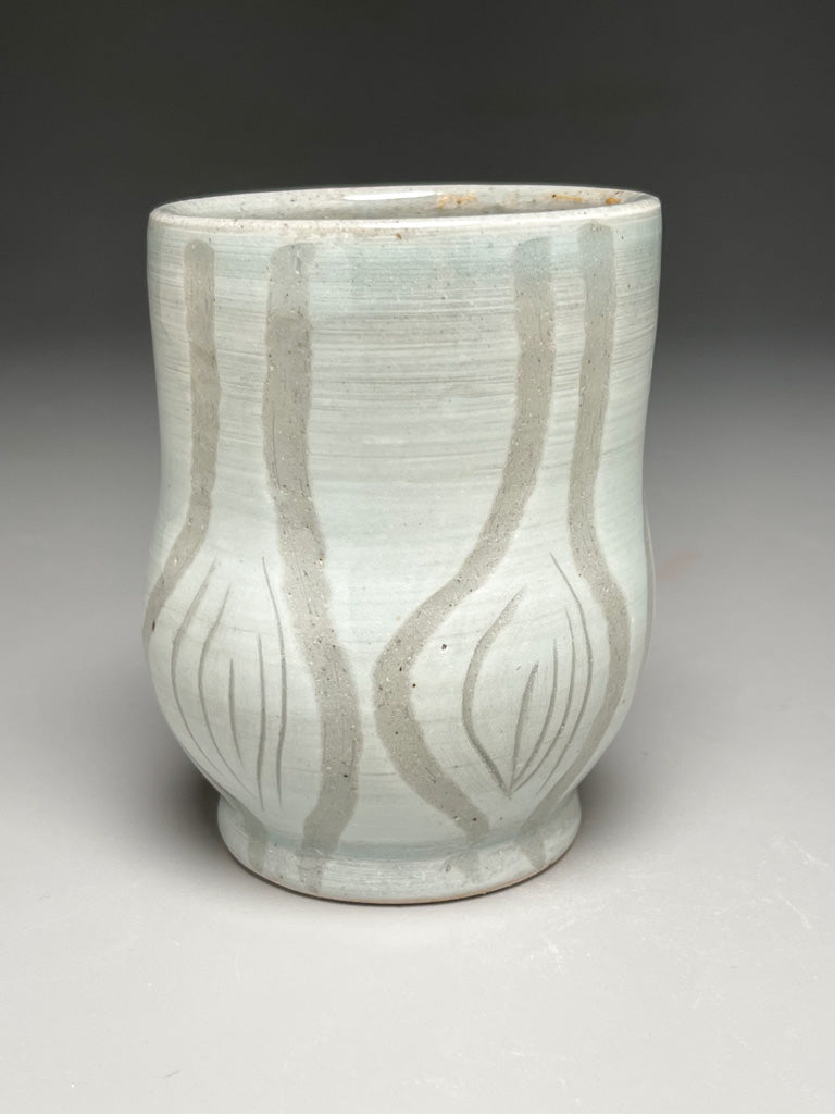 Cup in Blue Celadon with Carved Designs 3.25