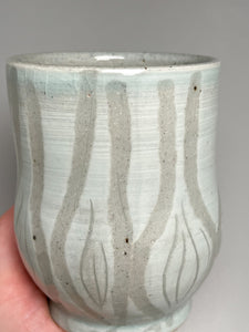 Cup in Blue Celadon with Carved Designs 3.25"h (Elizabeth McAdams)