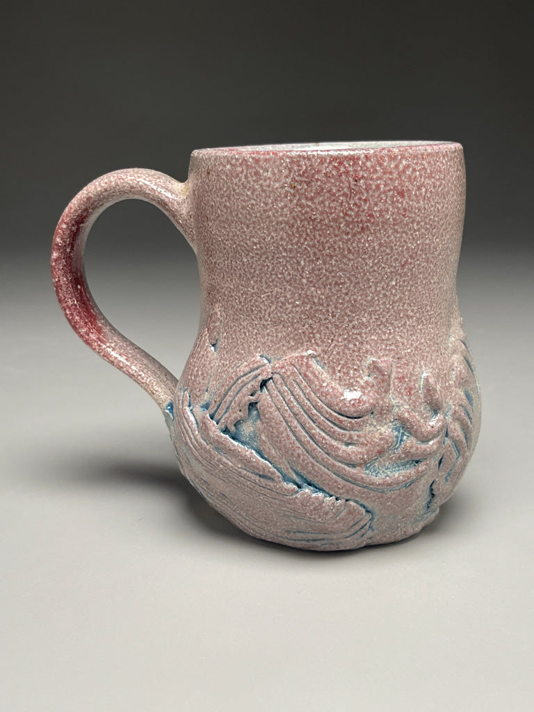 Blush Textured Mug with Aqua Blue 4.5