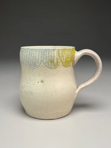 Mug with Scalloped Line Designs and Yellow accents 4.25"h (Elizabeth McAdams)