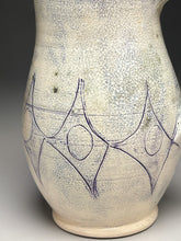 Load image into Gallery viewer, Pitcher in Salt Glaze with Purple line Designs 9.25&quot;h. (Elizabeth McAdams)
