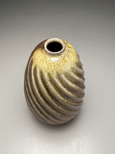 Load image into Gallery viewer, Spiral Melon Egg Vase in Copper Penny &amp; Ash Glazes, 12"h (Ben Owen III)
