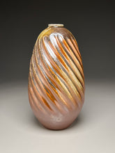 Load image into Gallery viewer, Spiral Melon Egg Vase in Copper Penny &amp; Ash Glazes, 12"h (Ben Owen III)
