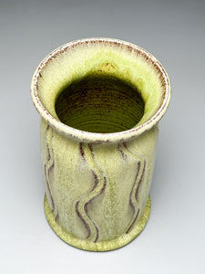 Carved Flower Vase in Lime Green, 8"h. (Bryan Pulliam)