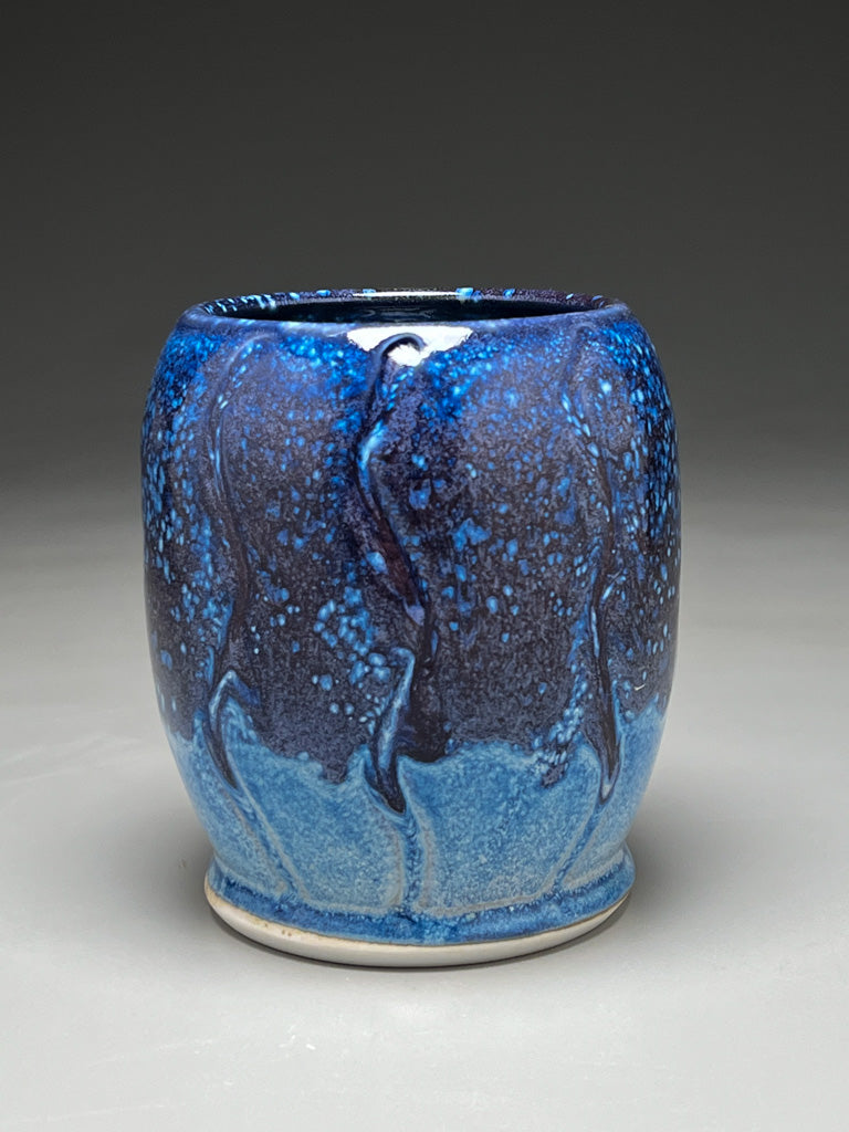 Carved Vase in Blue Ice, 5.5