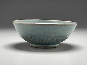 Bowl with Carved Designs in Blue Celadon, 7"dia. (Elizabeth McAdams)